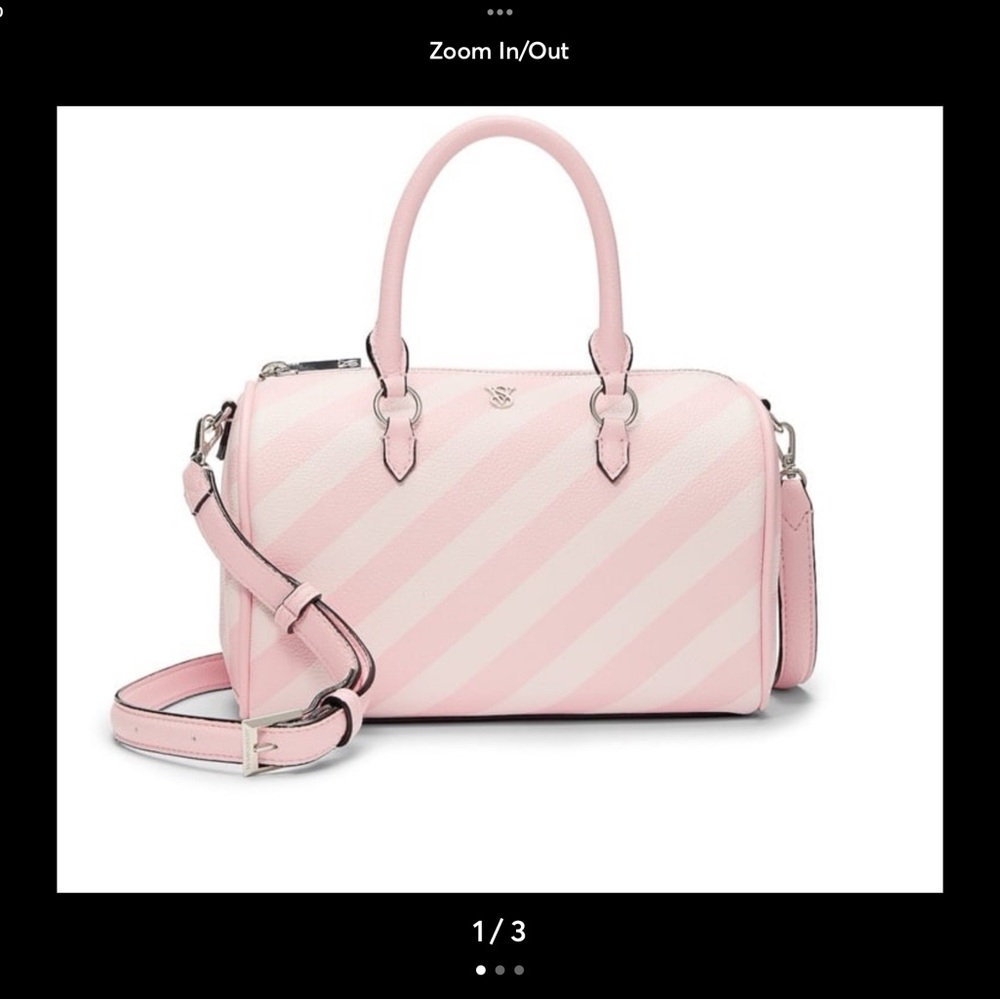 Victoria's Secret Pink and White Satchel with Silver Hardware